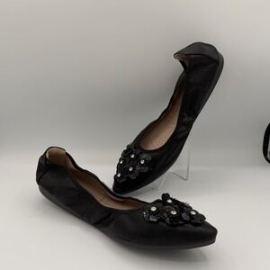 Guansitu Black Ballet Flats Women Rhinestone Crystal Foldable comfort Flats 11